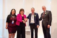 (From Left to Right) CBA President-Elect Margaret I. Castinado, Sylvia Ho, CBA President Daniel J. Horgan, CBA President-Elect James T. Shearin