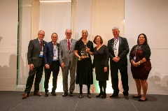 (From Left to Right) CBA Vice President James T. Shearin, CBA President Daniel J. Horgan, Kirk Lowry, Cheryl A. Sharp, Ann Rubin, David M. Moore, CBA President-Elect Margaret I. Castinado