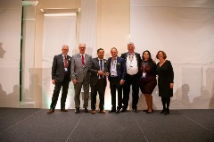 (From Left to Right) CBA Vice President James T. Shearin,  Kirk Lowry,  The Honorable Cecil J. Thomas, CBA President Daniel J. Horgan, David M. Moore, CBA President-Elect Margaret I. Castinado, Ann Rubin