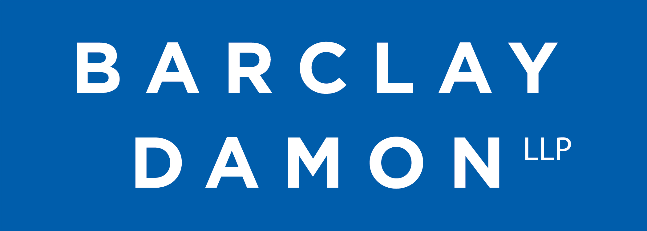 Barclay Damon LLP_Stacked Logo White on Blue