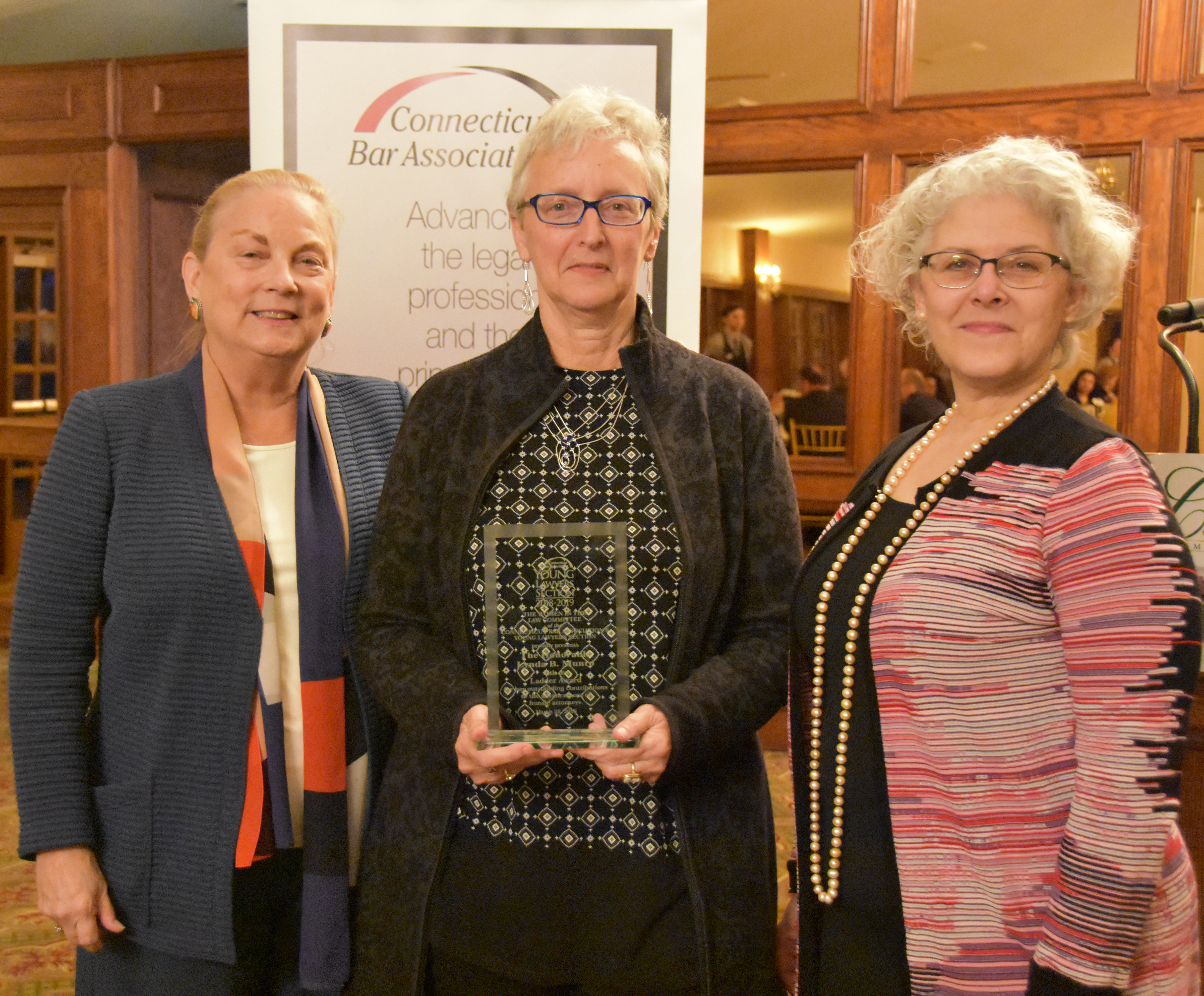 2019 Ladder Award Winner Hon. Lynda B. Munro and her colleagues, Hon. Anne C. Dranginis and CBA Past President Livia D. Barndollar (2008-2009), both of Pullman & Comley LLC.